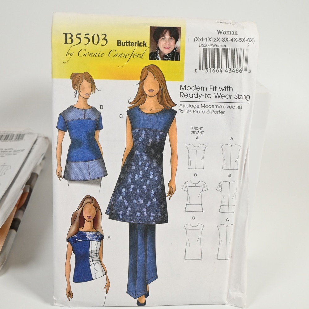 Butterick B5503 Blouse Pattern Woman XXL-6X Uncut Factory Folded